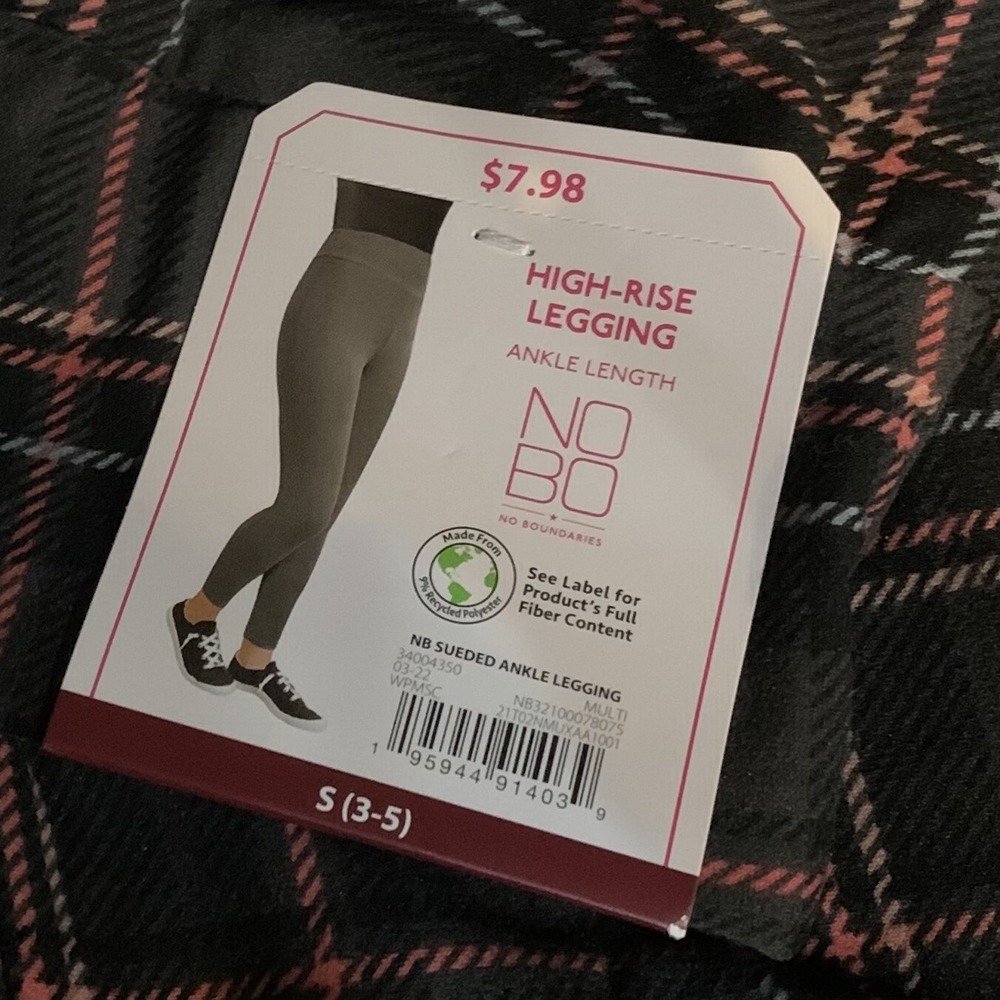 No Boundaries Juniors Sueded Ankle Leggings Small 3-5 New with Tags Plaid Soft - Picture 5 of 8